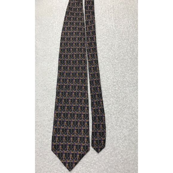 RM Style Ralph Marlin Da Vinci Repeat Novelty Necktie Tie 100% Silk - Picture 2 of 8